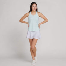 Load image into Gallery viewer, woman wearing grey tennis skirt and mint racerback tank top