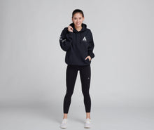 Load image into Gallery viewer, woman wearing black sweatshirt and black leggings