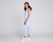 Load image into Gallery viewer, woman wearing light blue patterned leggings and a light blue tank top